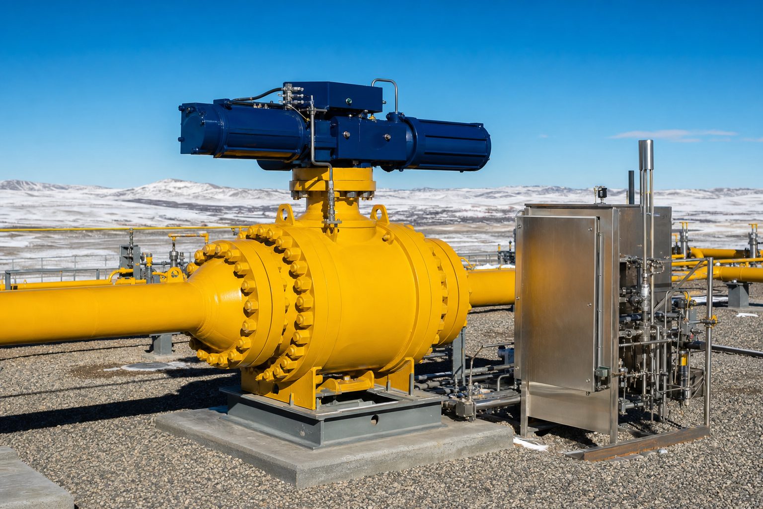 36-inch trunnion-mounted pipeline ESDV at a midstream block-valve station